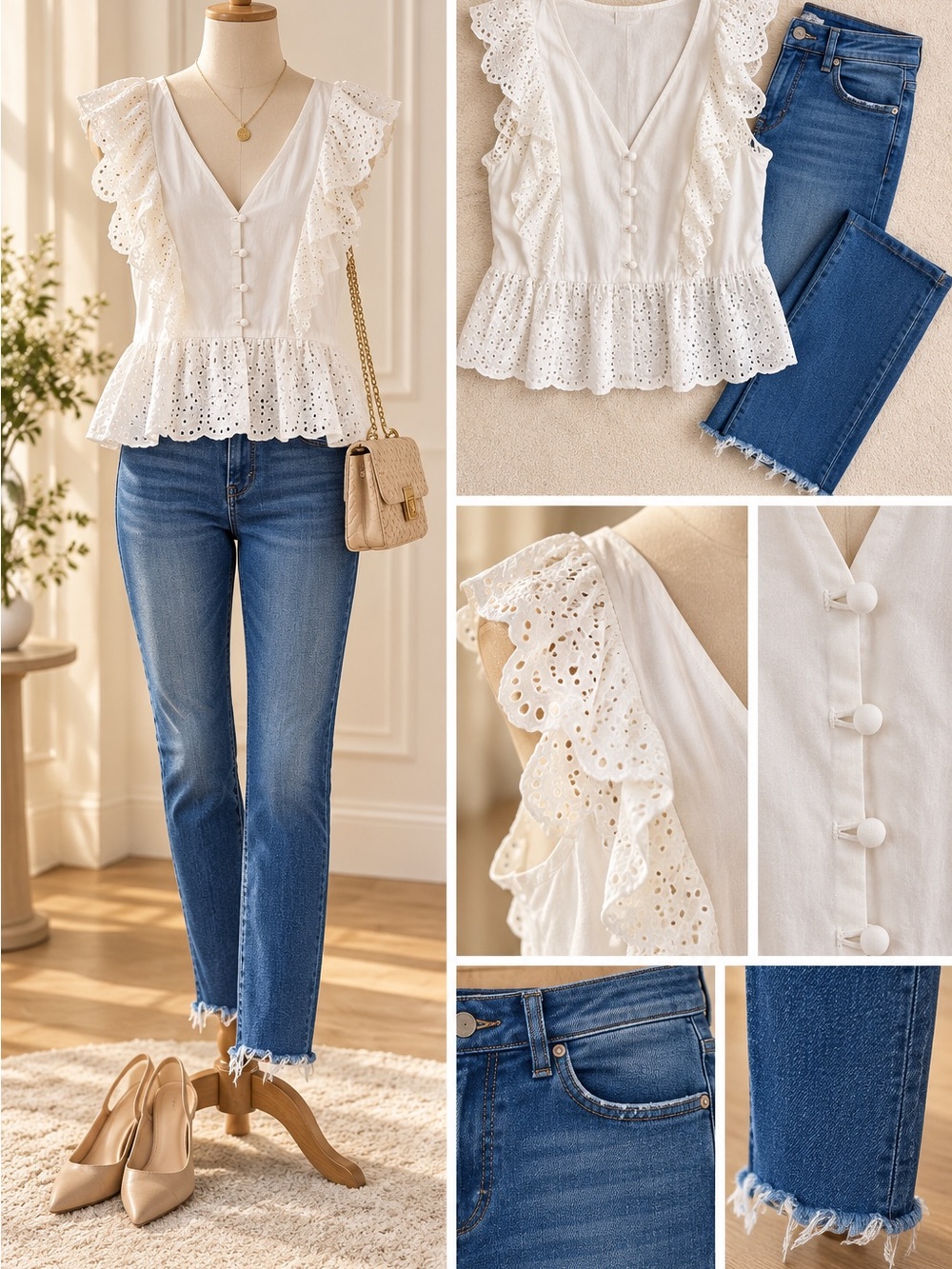 3 Outfit Casual Capsule Bundle Sz L Tops Jeans Sz 8 10 12 Express
